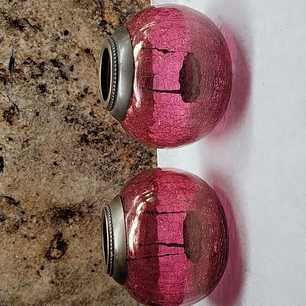 Vintage crackle glass tea light holders (2) - Picture 3 of 8